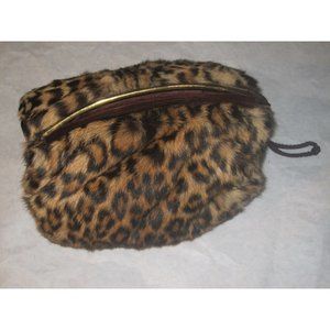 GORGEOUS VINTAGE 40'S GENUINE LEOPARD FUR MUFF & PURSE W CLASP POCKETS RICH WoW